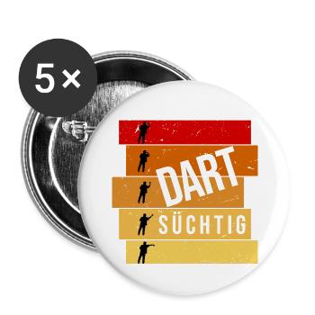 Dart süchtig - Buttons groß 56 mm (5er Pack) - Weiß - Vorne