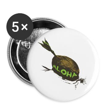 Aloha à la noix de ! Amitié Palm Tiki Vacances - Lot de 5 grands badges (56 mm) - blanc - Devant