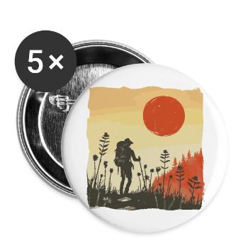 Hiking, Hiking, Mountains, Nature, Camping, Summit, Alps - Buttons large 2.2''/56 mm (5-pack) - white - Front
