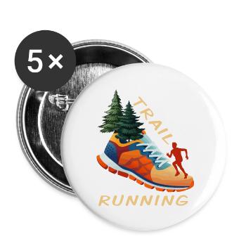 Trail Running - Buttons groß 56 mm (5er Pack) - Weiß - Vorne
