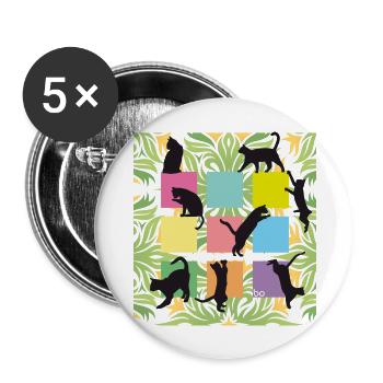 Cats/Katzen Home - Bo-Grafik - Buttons groß 56 mm (5er Pack) - Weiß - Vorne