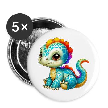 Dinosaurier - Buttons groß 56 mm (5er Pack) - Weiß - Vorne