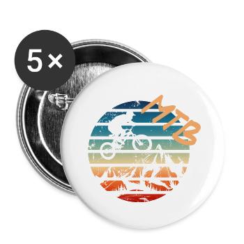 Mountainbike - Buttons groß 56 mm (5er Pack) - Weiß - Vorne