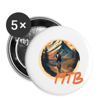 Mountainbike - Buttons groß 56 mm (5er Pack) - Weiß - Vorne