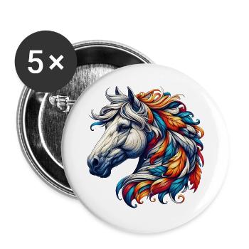 Horse - Buttons large 2.2''/56 mm (5-pack) - white - Front