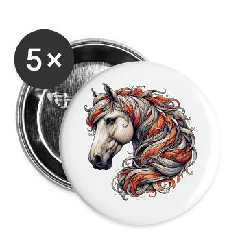 Horse - Buttons large 2.2''/56 mm (5-pack) - white - Front