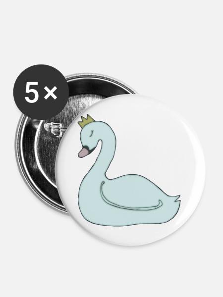 schwan hellblau - Buttons groß 56 mm (5er Pack) - Weiß