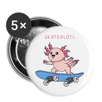 Axolotl Skateboard - Buttons large 2.2''/56 mm (5-pack) - white - Front