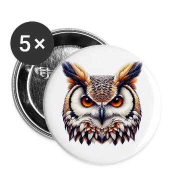 Eule - Buttons groß 56 mm (5er Pack) - Weiß - Vorne