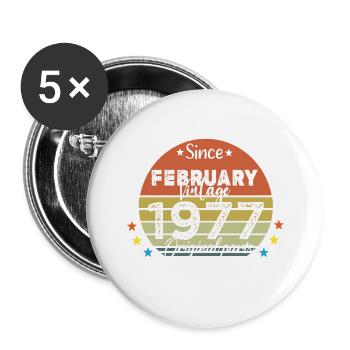 47 Years Old Made In 1977 Vintage February 1977 - Buttons large 2.2''/56 mm (5-pack) - white - Front
