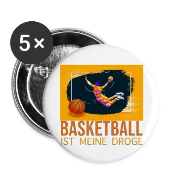 Basketball ist meine Droge - Buttons groß 56 mm (5er Pack) - Weiß - Vorne