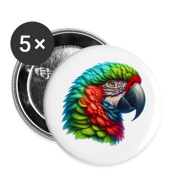 Papagei - Buttons groß 56 mm (5er Pack) - Weiß - Vorne