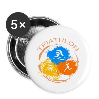 Triathlon - Buttons groß 56 mm (5er Pack) - Weiß - Vorne