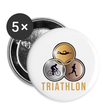 Triathlon - Buttons groß 56 mm (5er Pack) - Weiß - Vorne