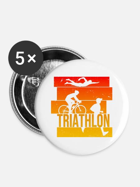 Triathlon - Buttons groß 56 mm (5er Pack) - Weiß