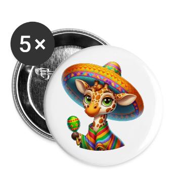Cinco de Mayo Cute Giraffe with Green Eyes - Buttons large 2.2''/56 mm (5-pack) - white - Front