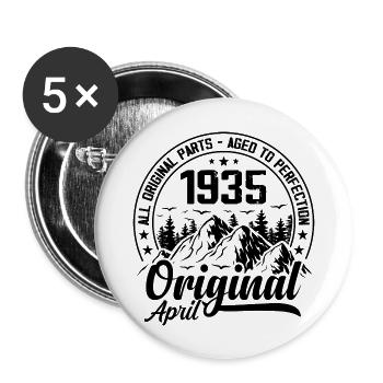 1935 April Original: 89 Years Anniversary Gift - Buttons large 2.2''/56 mm (5-pack) - white - Front