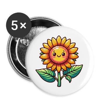 Happy Sunflower - Buttons groß 56 mm (5er Pack) - Weiß - Vorne