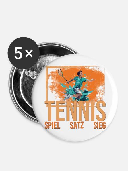 Spiel - Satz - Sieg - Buttons groß 56 mm (5er Pack) - Weiß