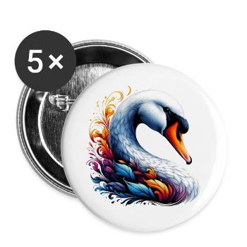 Cygne - Lot de 5 grands badges (56 mm) - blanc - Devant