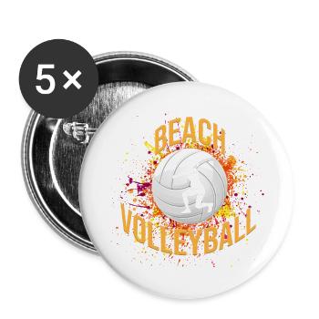 Beachvolleyball - Buttons groß 56 mm (5er Pack) - Weiß - Vorne