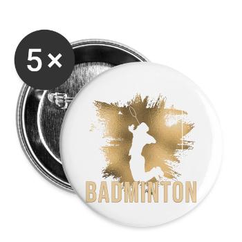 Badminton - Buttons groß 56 mm (5er Pack) - Weiß - Vorne