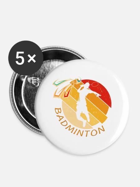 Badminton - Buttons groß 56 mm (5er Pack) - Weiß