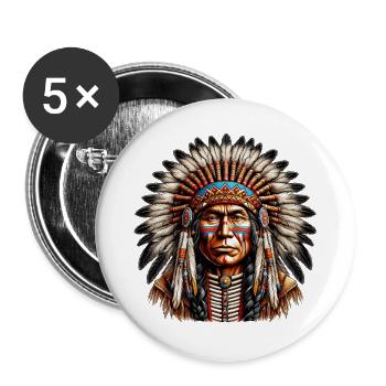 Amérindien Peau rouge d’Amérique - Lot de 5 grands badges (56 mm) - blanc - Devant