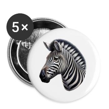 Zebra - Buttons groß 56 mm (5er Pack) - Weiß - Vorne