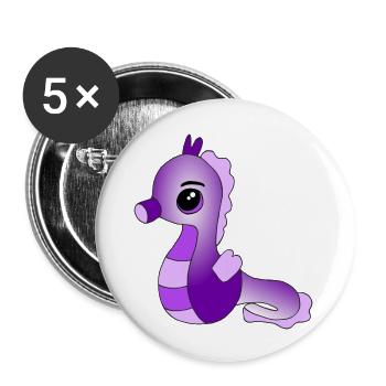 Knuffiges Seepferdchen - Buttons groß 56 mm (5er Pack) - Weiß - Vorne