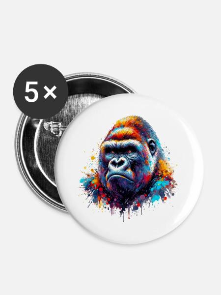 Gorilla - Buttons groß 56 mm (5er Pack) - Weiß