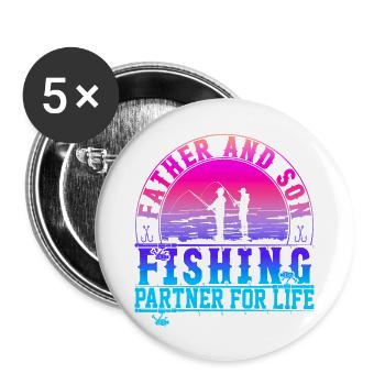 fisch, fisch, angeln, see, meer, angeln, fauna, exotisch - Buttons groß 56 mm (5er Pack) - Weiß - Vorne