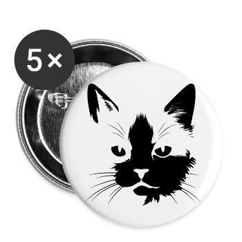 Cat, Cat Motif - Buttons large 2.2''/56 mm (5-pack) - white - Front