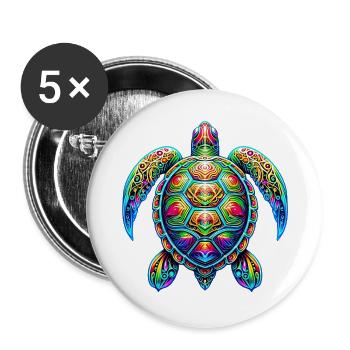 Tortue - Lot de 5 grands badges (56 mm) - blanc - Devant