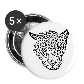 leopard schwarz - Buttons groß 56 mm (5er Pack) - Weiß - Vorne