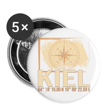 Kiel Koordinaten - Buttons groß 56 mm (5er Pack) - Weiß - Vorne