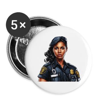 Police / Opérations / Profession / Emploi / Forces d’urgence - Lot de 5 grands badges (56 mm) - blanc - Devant