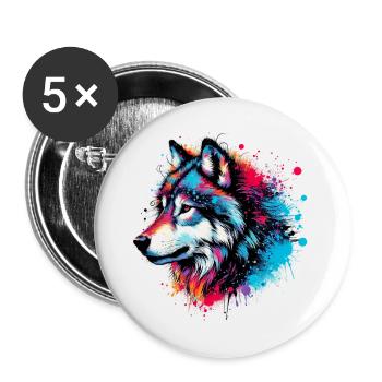 Wolf - Buttons large 2.2''/56 mm (5-pack) - white - Front