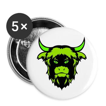 Taureau Buffalo - Lot de 5 grands badges (56 mm) - blanc - Devant