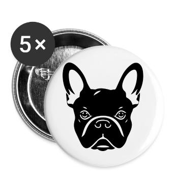 Französische Bulldogge - Buttons groß 56 mm (5er Pack) - Weiß - Vorne
