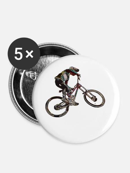 MTB Abfahrt - Buttons groß 56 mm (5er Pack) - Weiß