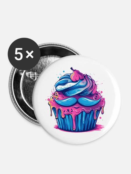 Ausgezeichneter Muffin - Buttons groß 56 mm (5er Pack) - Weiß