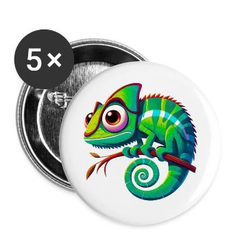 Caméléon - Lot de 5 grands badges (56 mm) - blanc - Devant