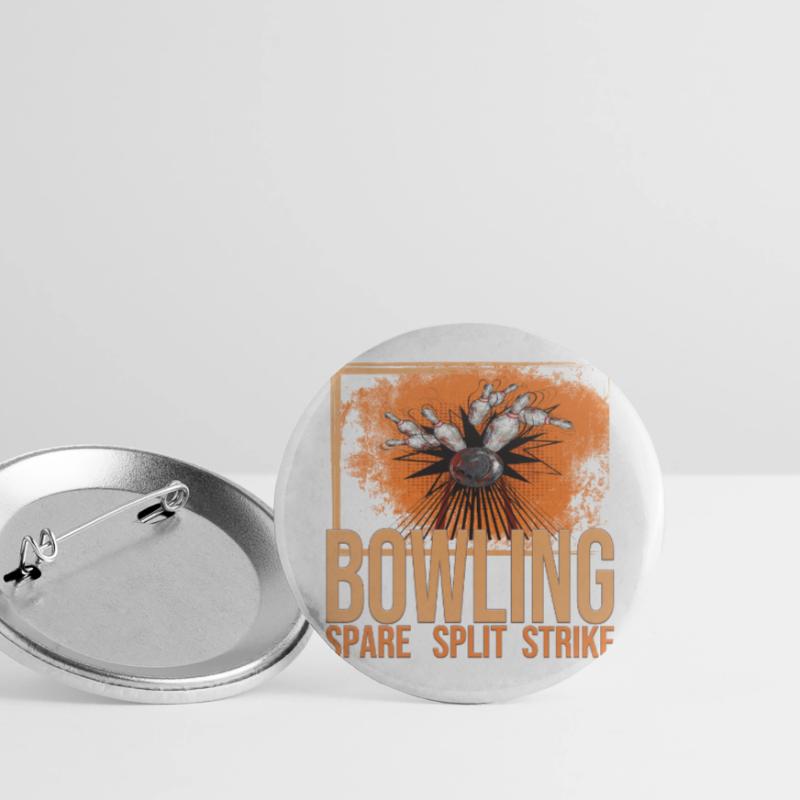 Bowling - Spare - Split - Strike Buttons groß 56 mm (5er Pack)