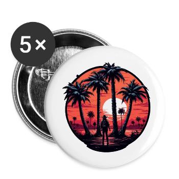 Beach / Island / Vacation / Summer / Sun / Sea - Buttons large 2.2''/56 mm (5-pack) - white - Front
