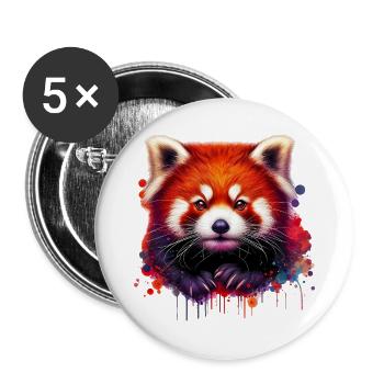 Petit panda - Lot de 5 grands badges (56 mm) - blanc - Devant