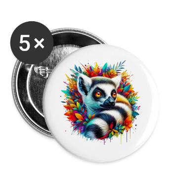 Lémurien - Lot de 5 grands badges (56 mm) - blanc - Devant