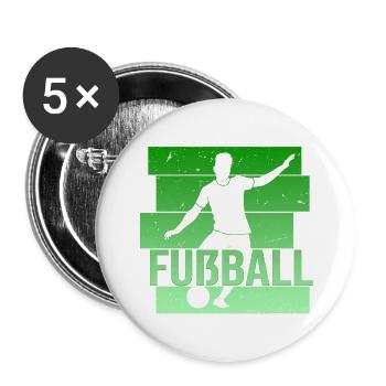 Fußball - Buttons groß 56 mm (5er Pack) - Weiß - Vorne