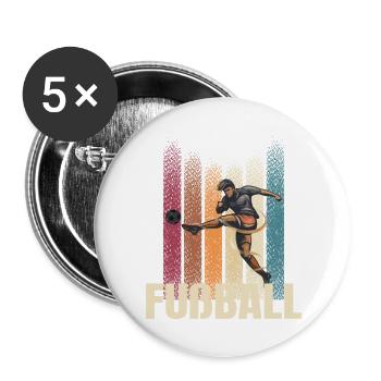 Fußball - Buttons groß 56 mm (5er Pack) - Weiß - Vorne