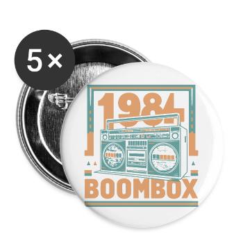 1984 boombox - Buttons large 2.2''/56 mm (5-pack) - white - Front